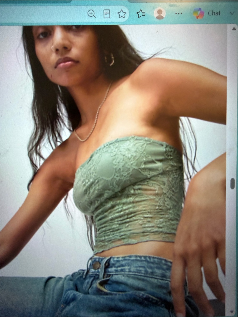Strapless Kori Lace Crop tube Top in Sage Green kimchi blue